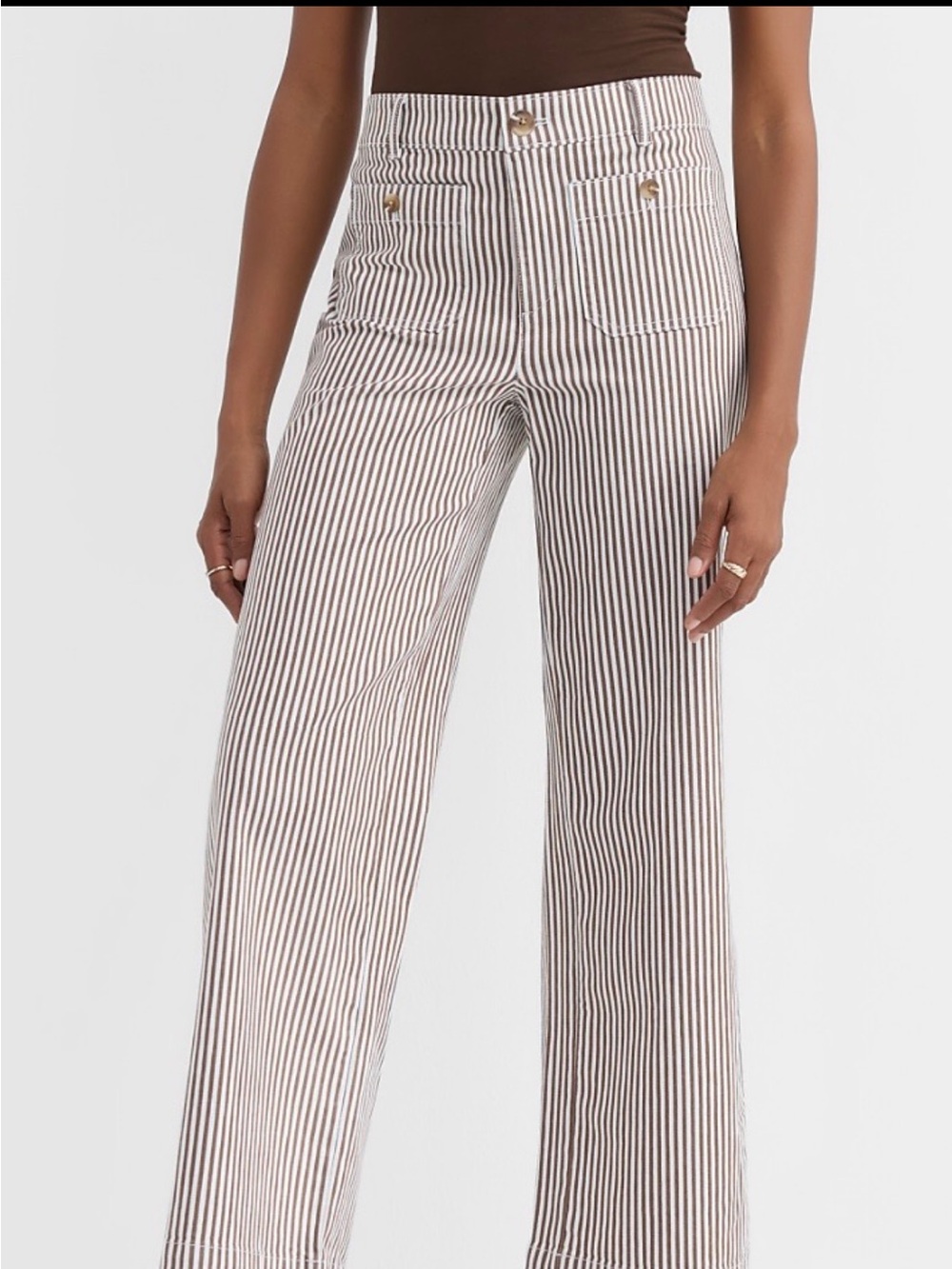 NWT Loft Palmer Wide Leg Crop Pants in Brown Stripe Size 16T